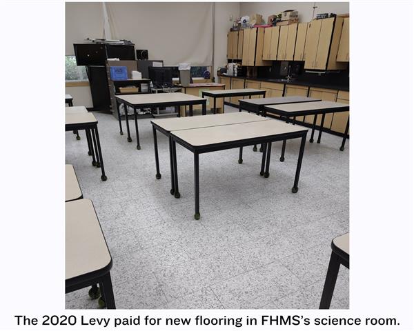 The 2020 Levy paid for new flooring in FHMS’s science room.
